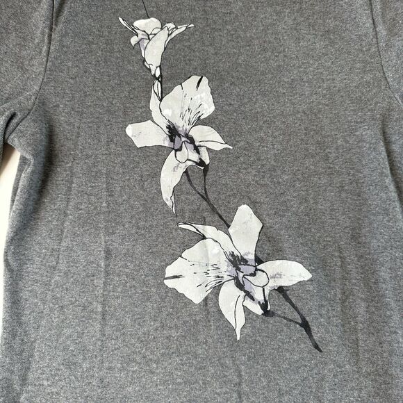 Banana Republic Women’s 3/4 Sleeve Flower Print Top Gray Small - Picture 8 of 12